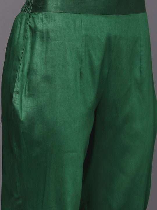 Ethnic Motifs Chanderi Cotton Kurta with Trousers - Inddus.com