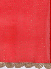 Ethnic Motifs Embroidered Chanderi Cotton Kurta With Palazzos & Dupatta - Inddus.com
