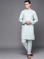 Ethnic Motifs Embroidered Chikankari Kurta with Trousers - Inddus.com