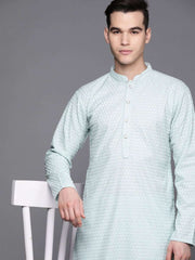 Ethnic Motifs Embroidered Chikankari Kurta with Trousers - Inddus.com