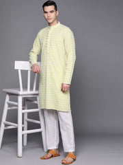 Ethnic Motifs Embroidered Chikankari Pure Cotton Kurta with Trousers - Inddus.com