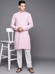 Ethnic Motifs Embroidered Chikankari Pure Cotton Kurta with Trousers - Inddus.com