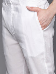 Ethnic Motifs Embroidered Chikankari Pure Cotton Kurta with Trousers - Inddus.com