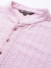 Ethnic Motifs Embroidered Chikankari Pure Cotton Kurta with Trousers - Inddus.com