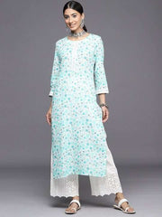 Ethnic Motifs Embroidered Regular Chikankari Kurta with Palazzos - Inddus.com