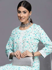Ethnic Motifs Embroidered Regular Chikankari Kurta with Palazzos - Inddus.com