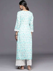 Ethnic Motifs Embroidered Regular Chikankari Kurta with Palazzos - Inddus.com