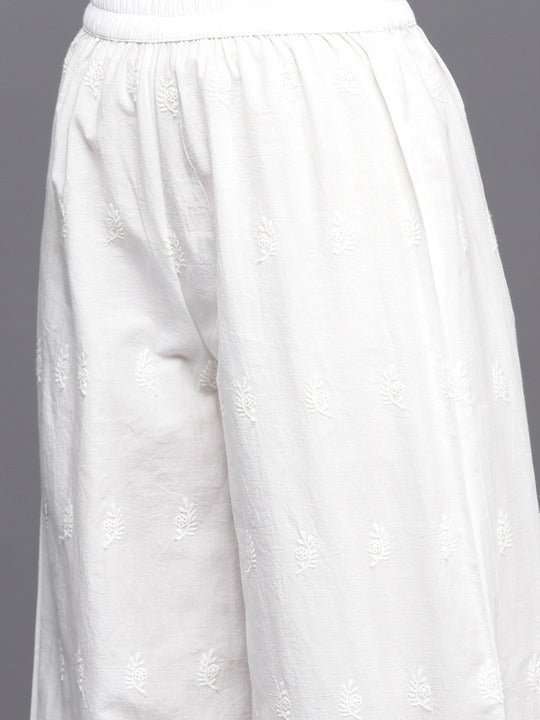 Ethnic Motifs Embroidered Regular Chikankari Kurta with Palazzos - Inddus.com