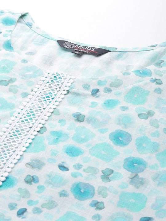 Ethnic Motifs Embroidered Regular Chikankari Kurta with Palazzos - Inddus.com