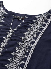Ethnic Motifs Embroidered Regular Chikankari Kurta with Trousers - Inddus.com