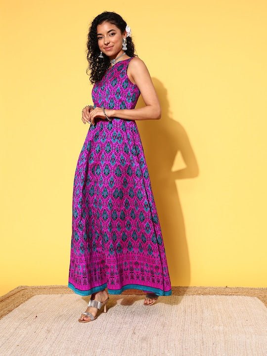 Ethnic Motifs Maxi Dress - Inddus.com