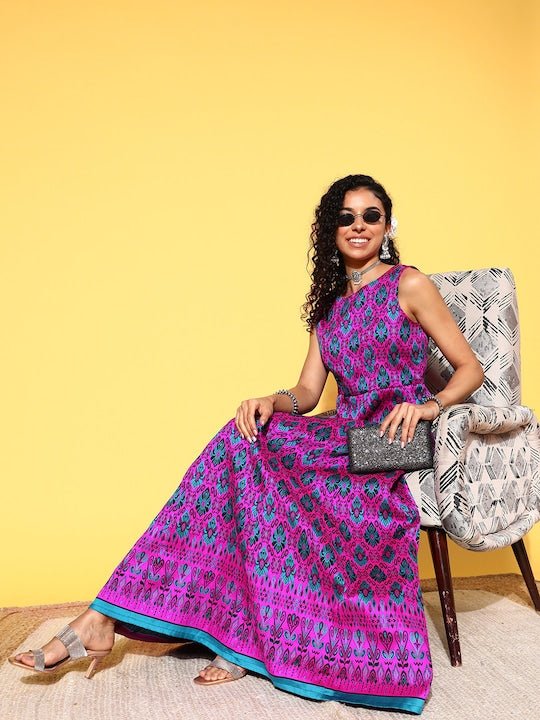 Ethnic Motifs Maxi Dress - Inddus.com