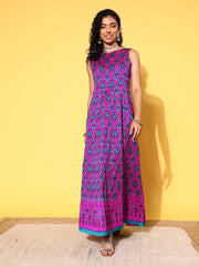 Ethnic Motifs Maxi Dress - Inddus.com