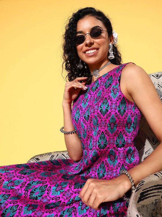 Ethnic Motifs Maxi Dress - Inddus.com