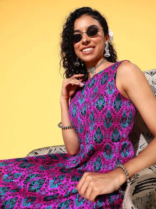 Ethnic Motifs Maxi Dress - Inddus.com