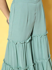 Ethnic Motifs Net Sheer Kurta Set - Inddus.com