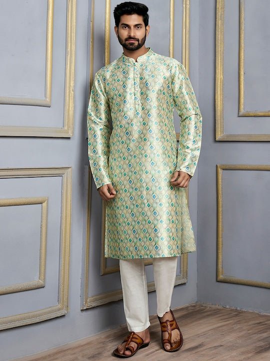 Ethnic Motifs Printed Mandarin Collar Kurta - Inddus.com