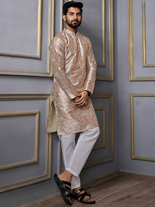 Ethnic Motifs Printed Mandarin Collar Kurta - Inddus.com