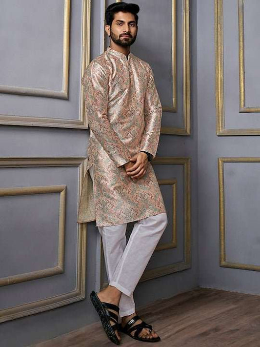 Ethnic Motifs Printed Mandarin Collar Kurta - Inddus.com