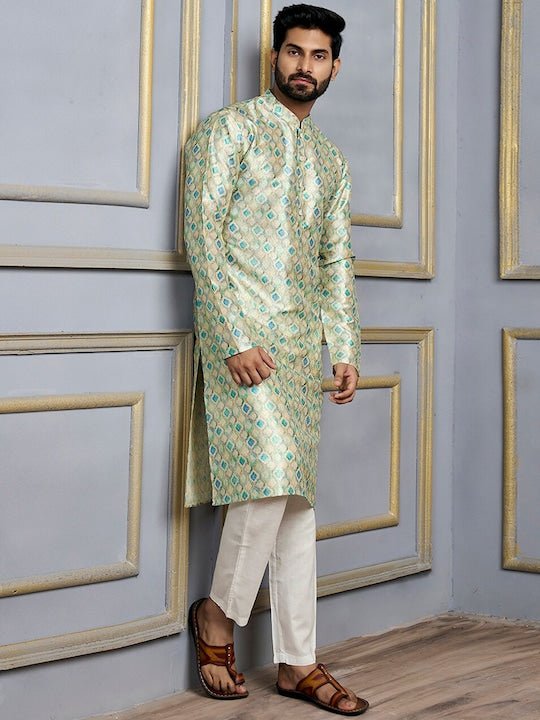Ethnic Motifs Printed Mandarin Collar Kurta - Inddus.com