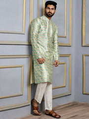 Ethnic Motifs Printed Mandarin Collar Kurta - Inddus.com
