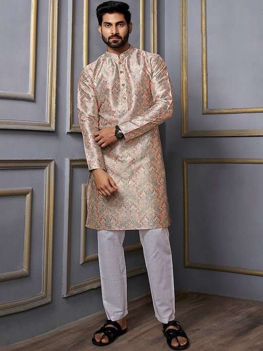 Ethnic Motifs Printed Mandarin Collar Kurta - Inddus.com
