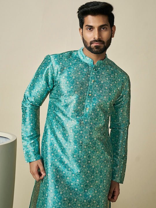 Ethnic Motifs Printed Mandarin Collar Kurta - Inddus.com
