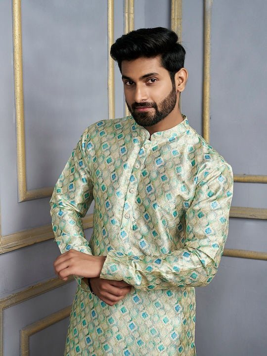 Ethnic Motifs Printed Mandarin Collar Kurta - Inddus.com