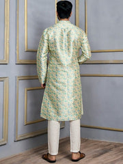 Ethnic Motifs Printed Mandarin Collar Kurta - Inddus.com