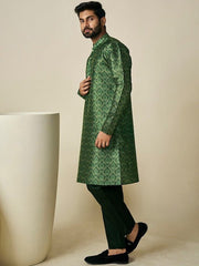 Ethnic Motifs Printed Mandarin Collar Kurta - Inddus.com