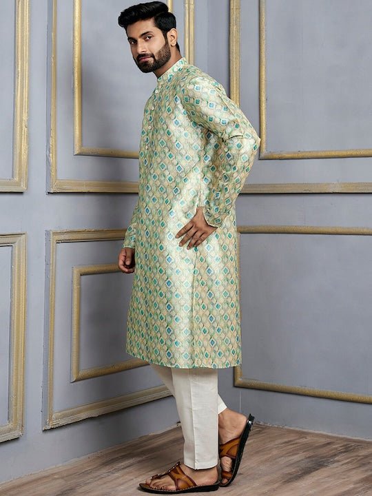 Ethnic Motifs Printed Mandarin Collar Kurta - Inddus.com