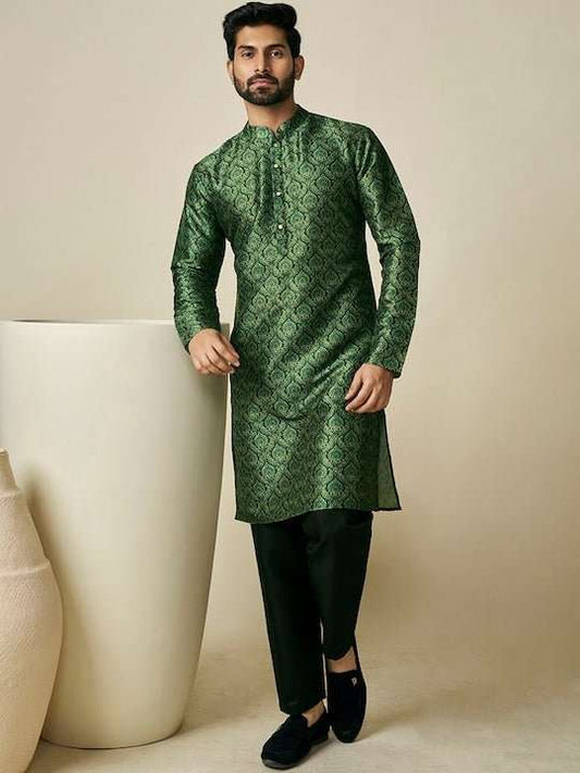 Ethnic Motifs Printed Mandarin Collar Kurta - Inddus.com