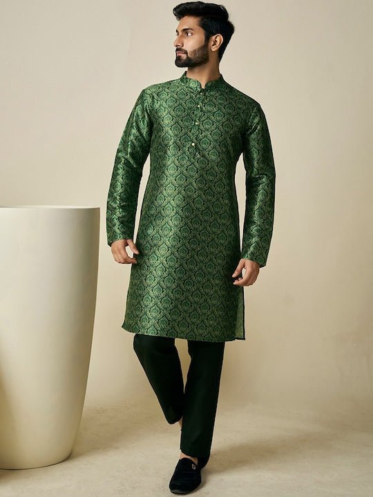 Ethnic Motifs Printed Mandarin Collar Kurta - Inddus.com