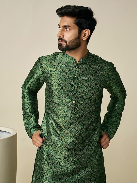 Ethnic Motifs Printed Mandarin Collar Kurta - Inddus.com