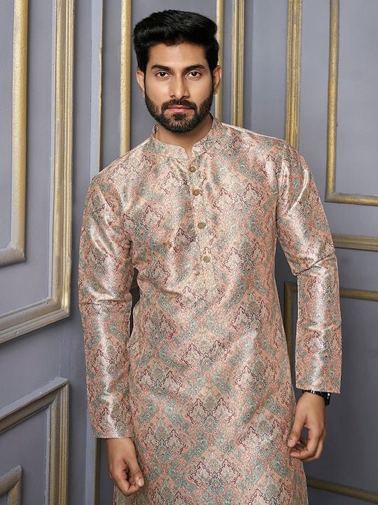 Ethnic Motifs Printed Mandarin Collar Kurta - Inddus.com