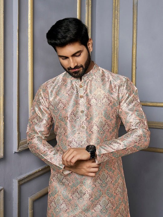 Ethnic Motifs Printed Mandarin Collar Kurta - Inddus.com