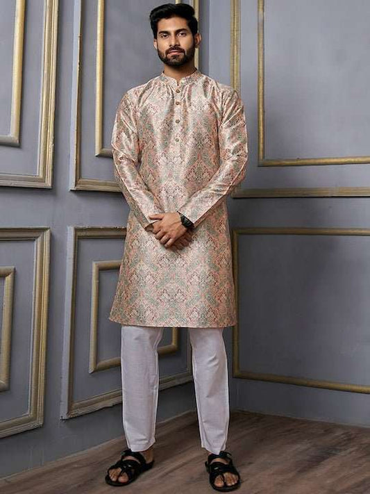 Ethnic Motifs Printed Mandarin Collar Kurta - Inddus.com