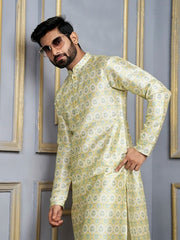 Ethnic Motifs Printed Mandarin Collar Kurta - Inddus.com