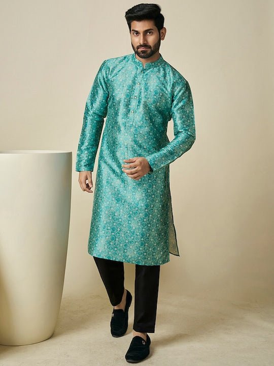 Ethnic Motifs Printed Mandarin Collar Kurta - Inddus.com