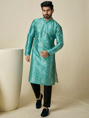 Ethnic Motifs Printed Mandarin Collar Kurta - Inddus.com