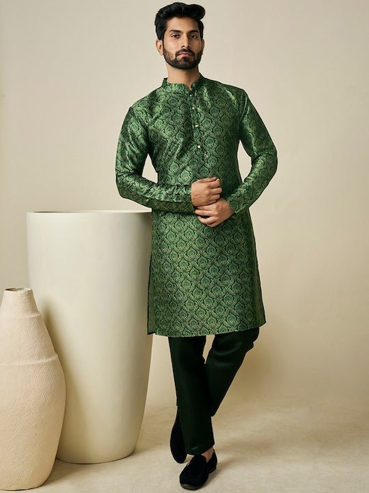 Ethnic Motifs Printed Mandarin Collar Kurta - Inddus.com