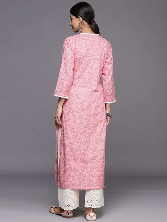 Ethnic Motifs Printed Regular Chikankari Pure Cotton Kurta with Palazzos - Inddus.com