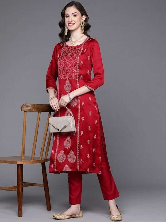 Ethnic Motifs Printed Regular Kurta with Trousers - Inddus.com