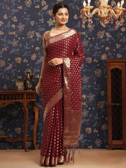 Ethnic Motifs Woven Design Zari Saree