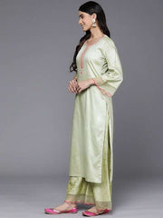 Ethnic Motifs Yoke Design Flared Sleeves Kurta With Palazzos - Inddus.com