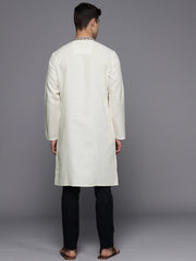 Ethnic Motifs Yoke Design Linen Blend Thread Work Kurta - Inddus.com