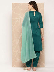 Ethnic Motifs Yoke Design Sequinned Kurta With Salwar & Dupatta - Inddus.com