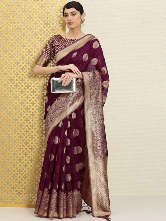Ethnic Motifs Zari Saree
