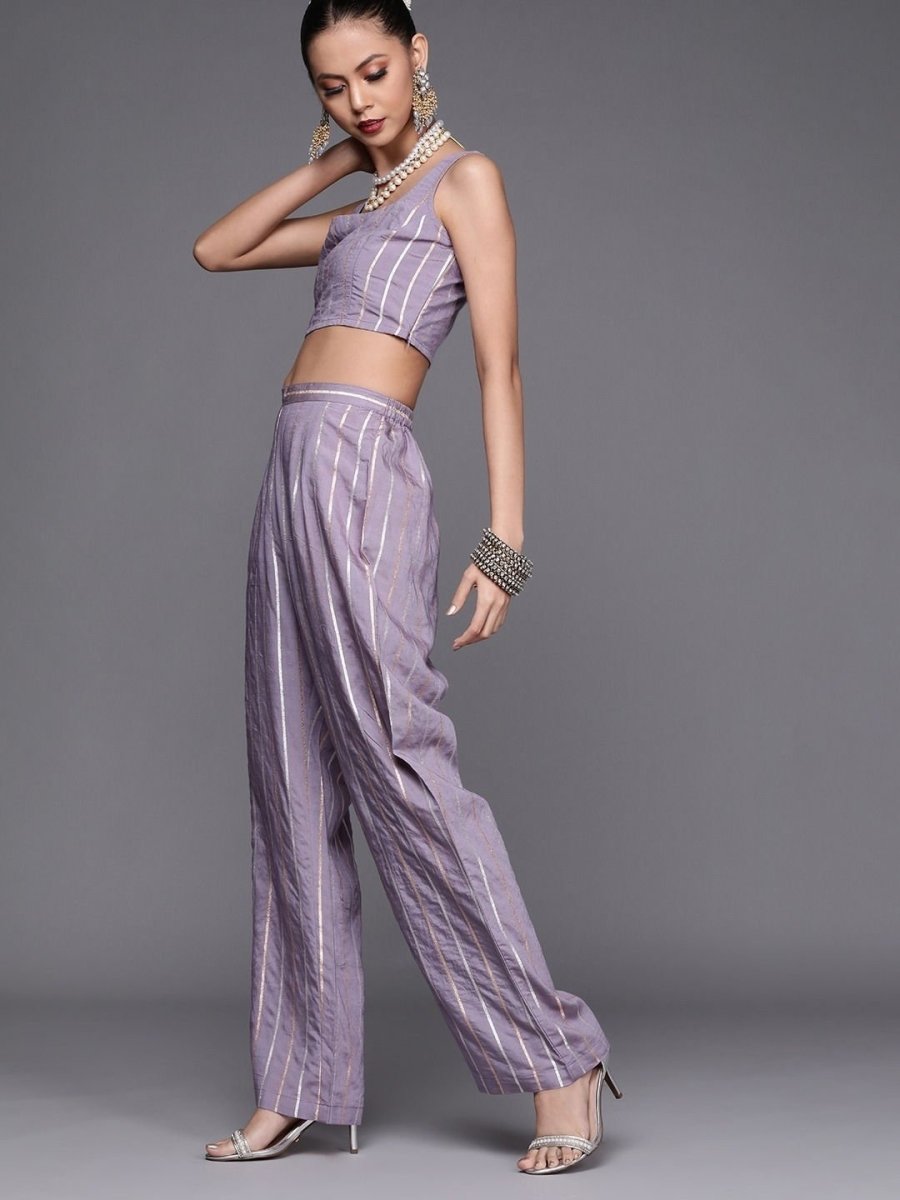 Fantastic Mauve Polyester Solid Crop Top - inddus-us