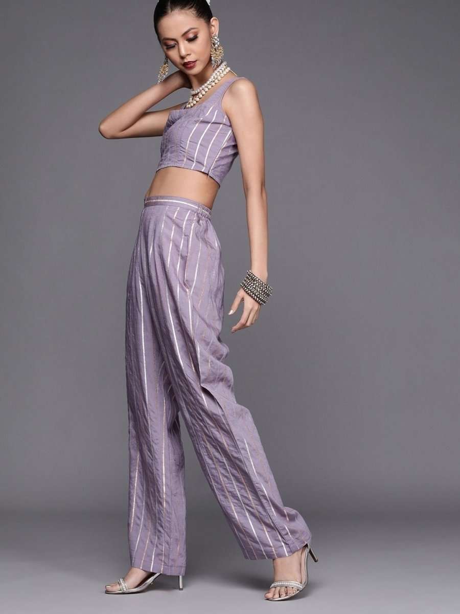 Fantastic Mauve Polyester Solid Crop Top - inddus-us